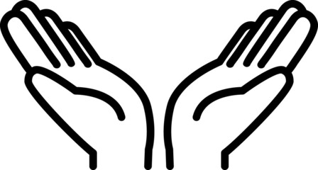 下から支える、そえる手のマークイラスト(線のみ)