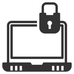 Vector laptop solid icon, Network and technology 64x64 Pixel, white background