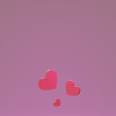pink heart on a pink background , Valentines day 3d hearts , Cute love banner, happy valentines day , render