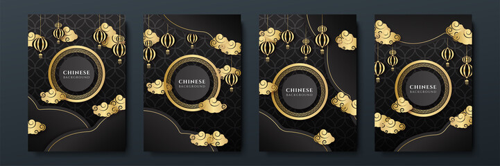 festive new year black gold chinese design background