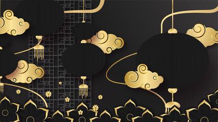 festive new year black gold chinese design background