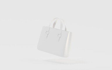 A white woman bag with white background, 3d rendering.