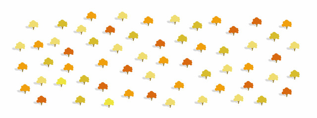 Set of trees in different colors. Simple background decoration with trees. Vector illustration.