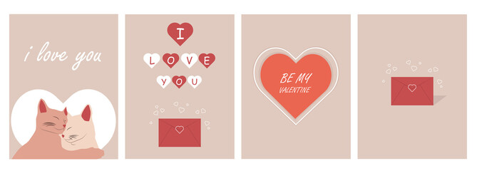Cute postcard set for February 14th