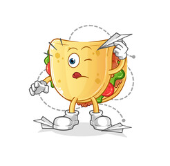 taco with paper plane character. cartoon mascot vector