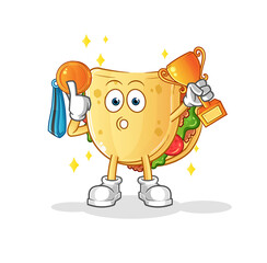 taco winner with trophie. cartoon character