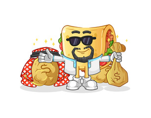 taco rich arabian mascot. cartoon vector