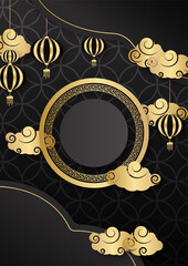 festive new year black gold chinese design background