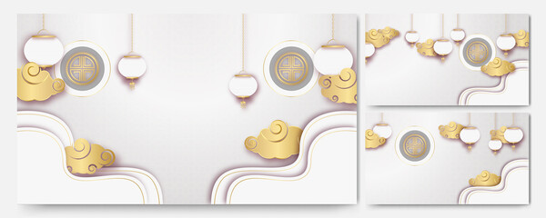 festive new year white gold chinese design background