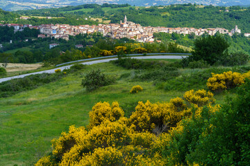 Landscape in Molise near Macchiagodena and Frosolone. View of Sant Elena Sannita