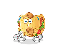 taco baseball Catcher cartoon. cartoon mascot vector