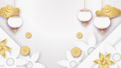 festive new year white gold chinese design background