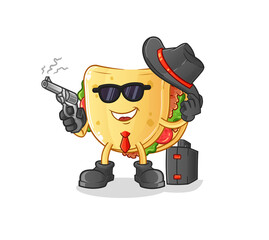 taco mafia with gun character. cartoon mascot vector