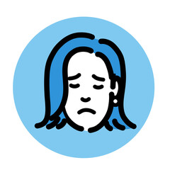悲しんでいる若い女性のアイコン
