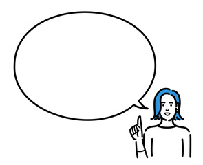 吹き出しで提案する若い女性
