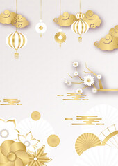Obraz na płótnie Canvas festive new year white gold chinese design background