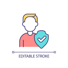 Person verification RGB color icon. Control access to sensitive information. Trustful user. Isolated vector illustration. Simple filled line drawing. Editable stroke. Arial font used