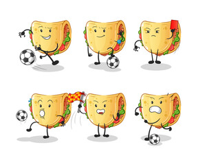 taco football group character. cartoon mascot vector