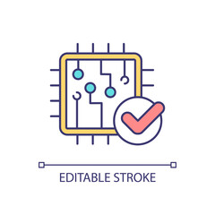 Fototapeta premium Patching software to protect data RGB color icon. Digital safety technology. Protect sensitive information. Isolated vector illustration. Simple filled line drawing. Editable stroke. Arial font used