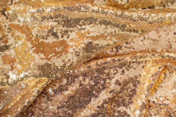 Golden sequins - sparkling sequined textile