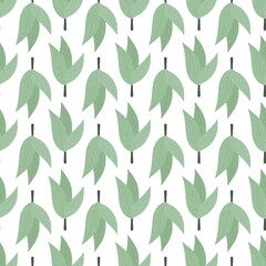 lovely flower pattern - cute green plant leaves on a white background