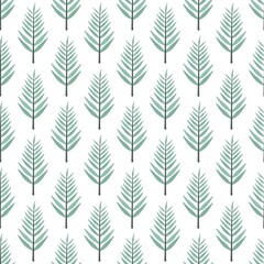 lovely flower pattern - cute green plant leaves on a white background