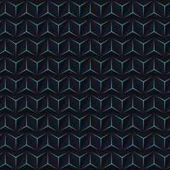 Geometric 3D triangle seamless pattern, abstract geometric dark background. Vector illustration