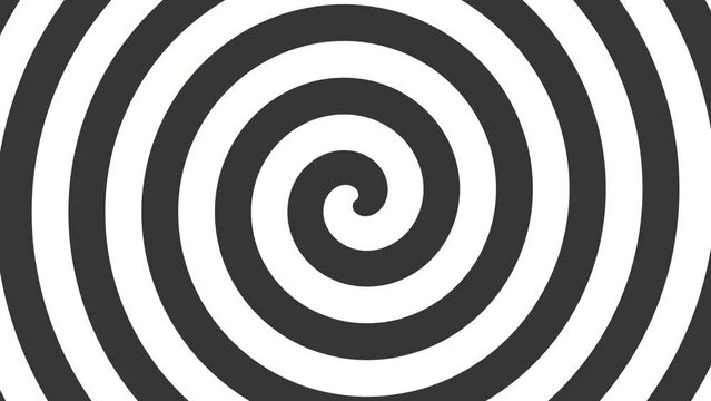 Black and white rotating and looping hypnosis spiral