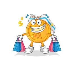 medal shoping mascot. cartoon vector