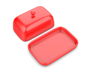 Blank Butter Keeper Container Plate With Lid Template, 3e render illustration.