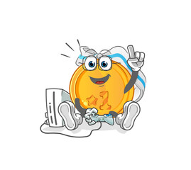 medal playing video games. cartoon character