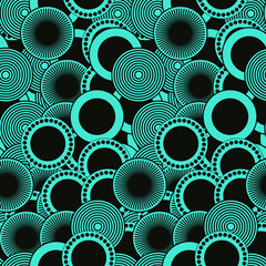 retro style seamless geometric circles rings turquoise