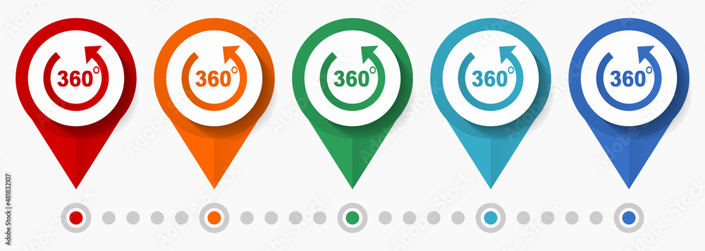 Poster presentation, panorama concept vector icon set, flat design pointers, infographic template