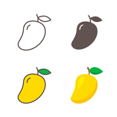 Mango Fruit icon set, vector isolated color illustration on white background