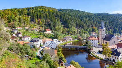 Fototapeta na wymiar Landscape with old small town Czechia