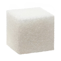 White sugar cube close-up, isolated on white background