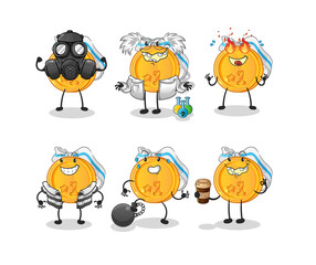medal villain group character. cartoon mascot vector