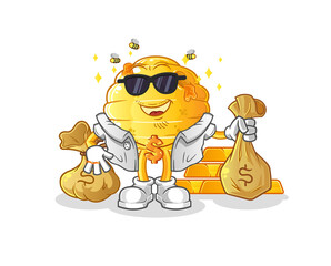 Naklejka premium honeycomb rich character. cartoon mascot vector