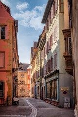 Fototapeta na wymiar Blick durch die Rue Schongauer in Colmar im Elsass (Frankreich)