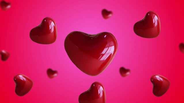 Minimal motion design 4k food animation. red heart animated wiggle and move at trending pink color gradient background. High quality 4k footage. Valentine's Day girls gift. 
