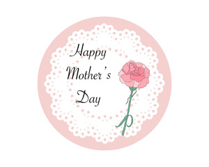 母の日のカーネーションの円形ラベル