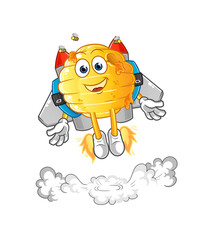 honeycomb with jetpack mascot. cartoon vector