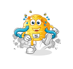 honeycomb runner character. cartoon mascot vector