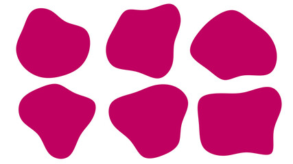 Organic Pink blobs irregular shape. Abstract fluid shapes vector set, simple water forms.