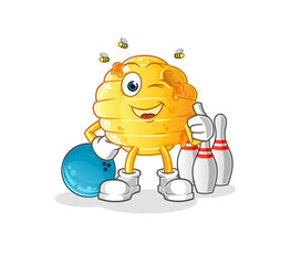 honeycomb play bowling illustration. character vector