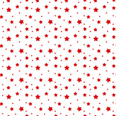 Romantic seamless pattern with a heart. Happy Valentine s Day. Red stars on a white background.