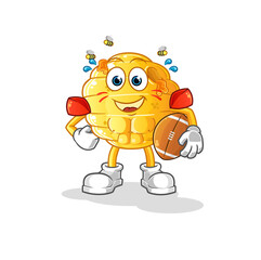 honeycomb playing rugby character. cartoon mascot vector