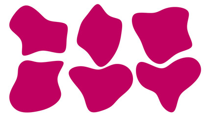 Organic Pink blobs irregular shape. Abstract fluid shapes vector set, simple water forms.