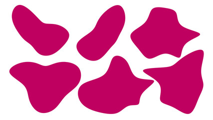 Organic Pink blobs irregular shape. Abstract fluid shapes vector set, simple water forms.