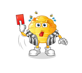 Obraz premium honeycomb referee with red card illustration. character vector